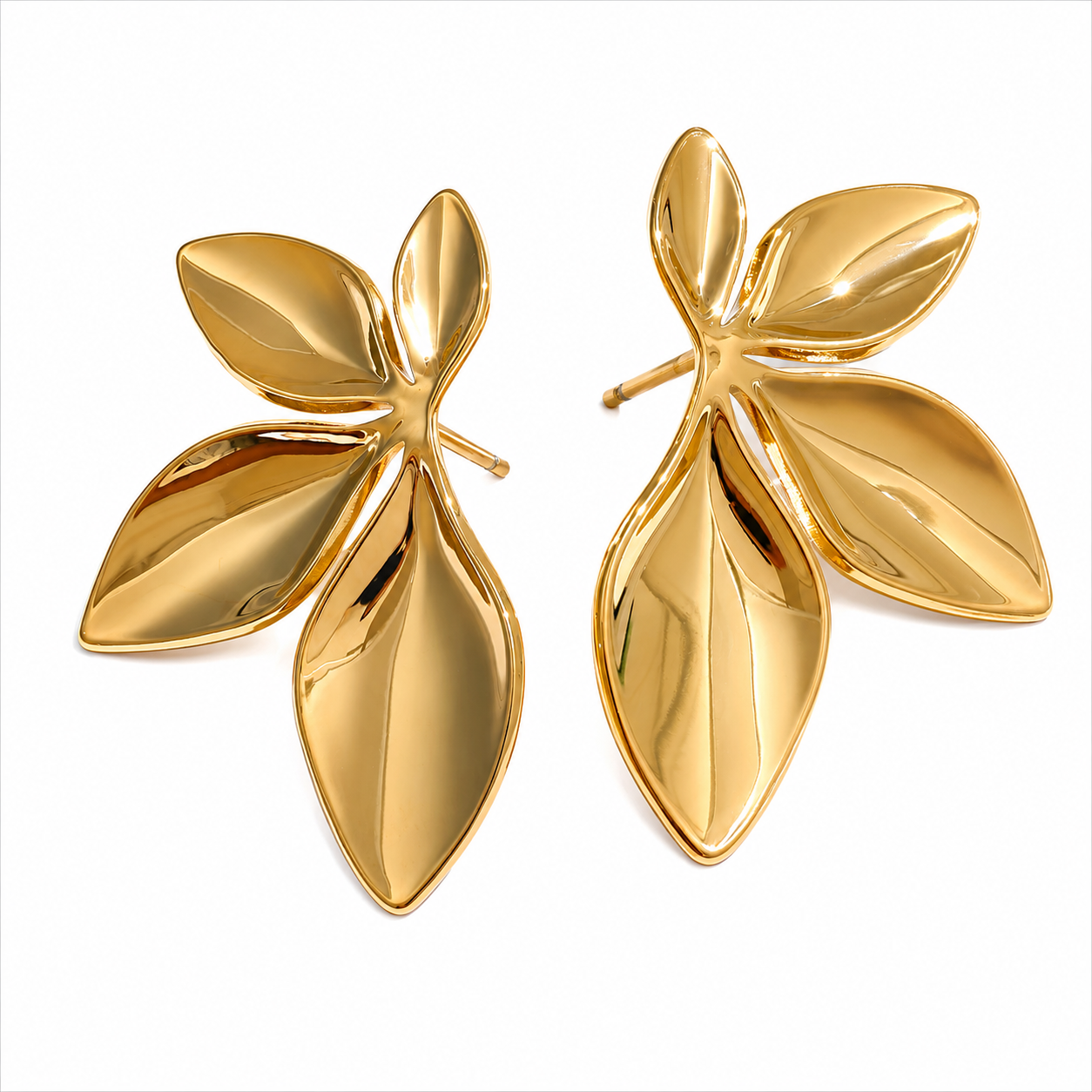 Golden Petal Statement Earrings