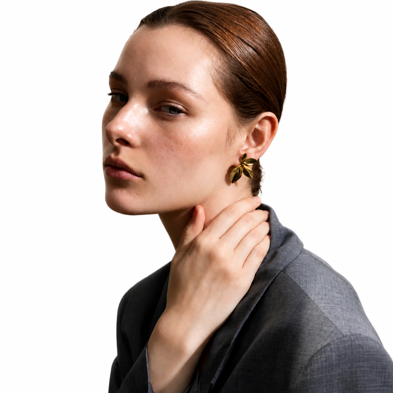 Golden Petal Statement Earrings