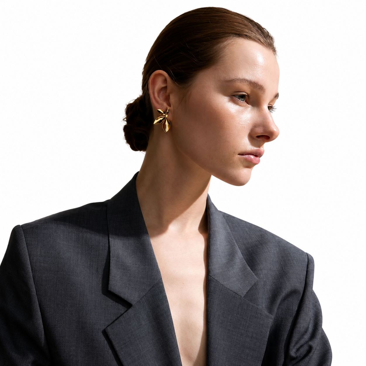 Golden Petal Statement Earrings