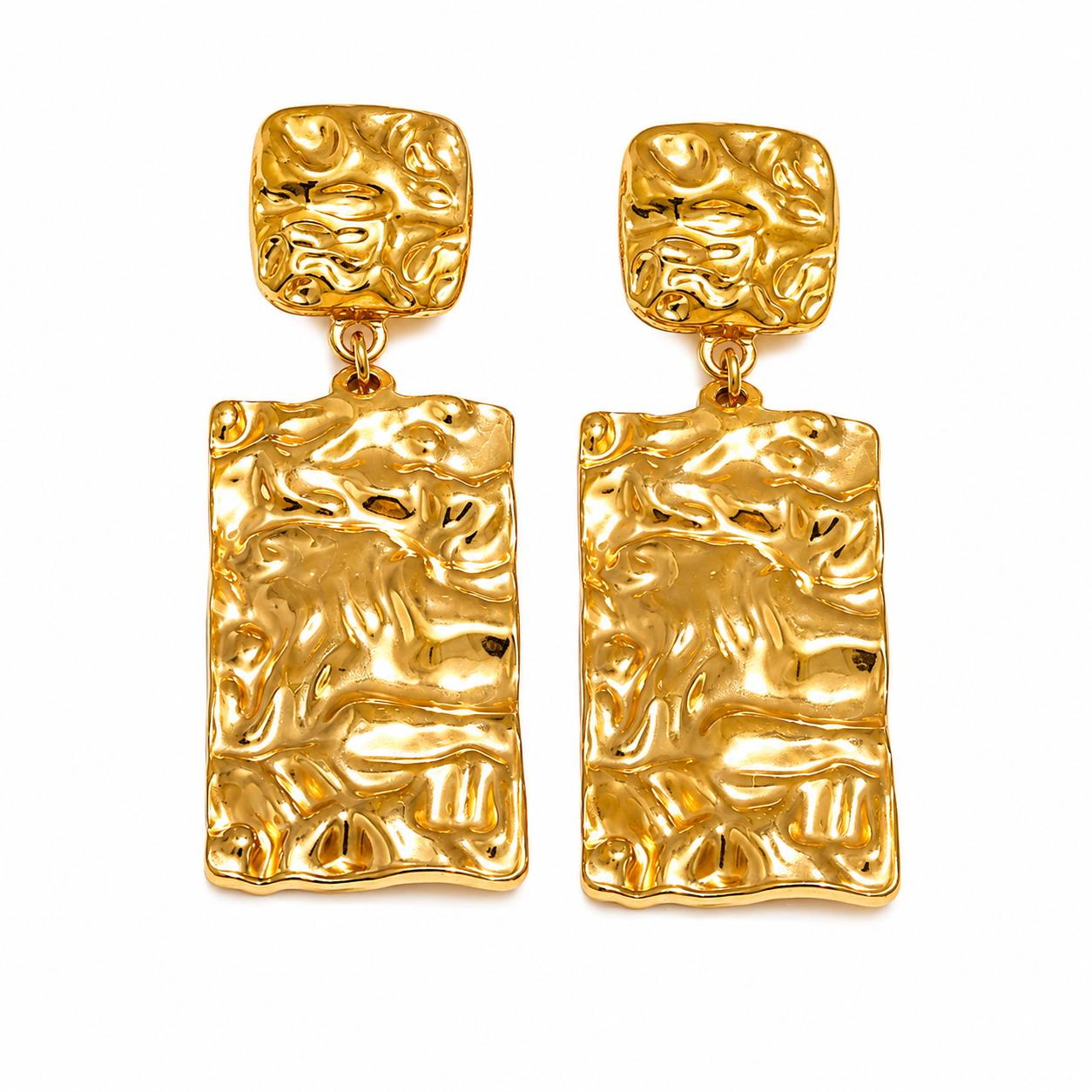18K Gold Plated Textured Statement Earrings