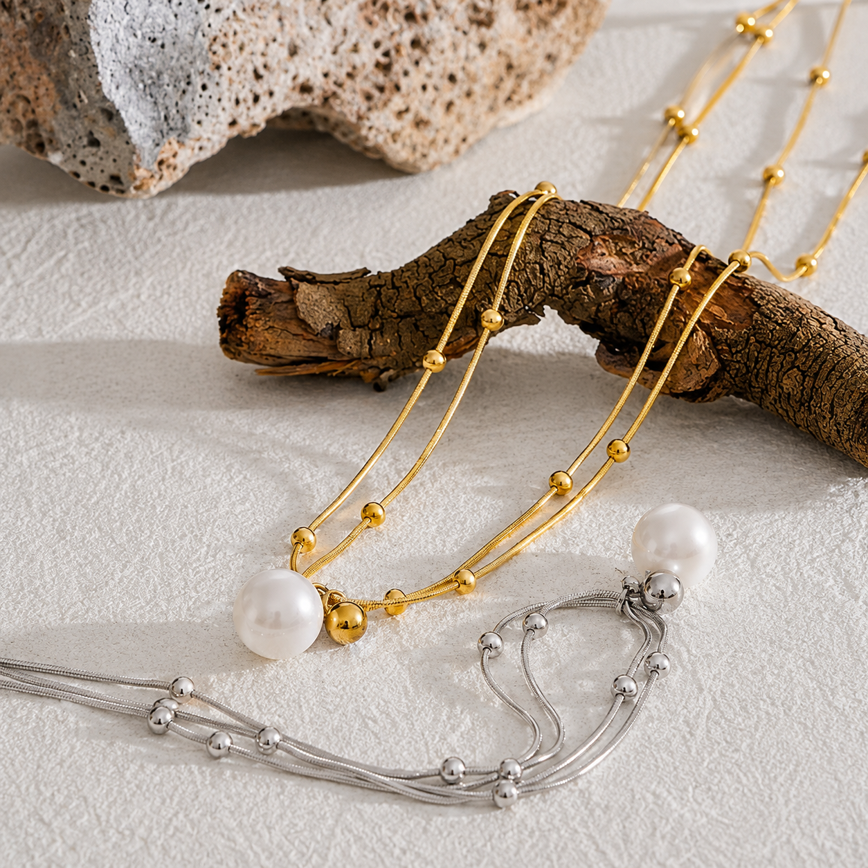 Golden Harmony Pearl Necklace