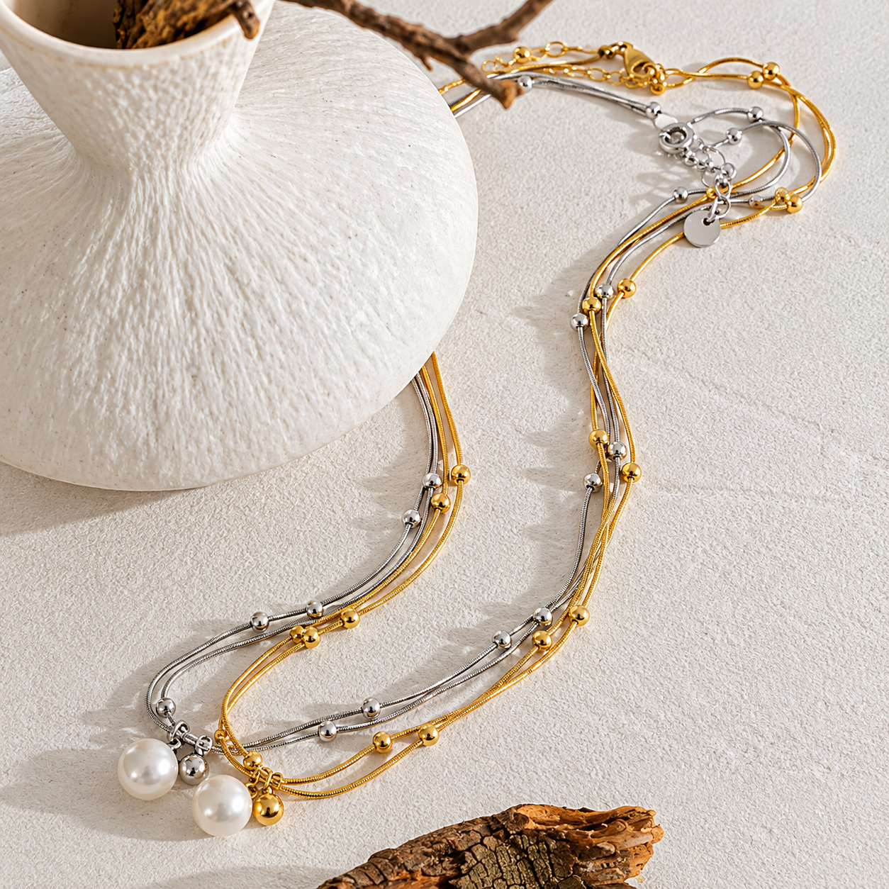 Golden Harmony Pearl Necklace