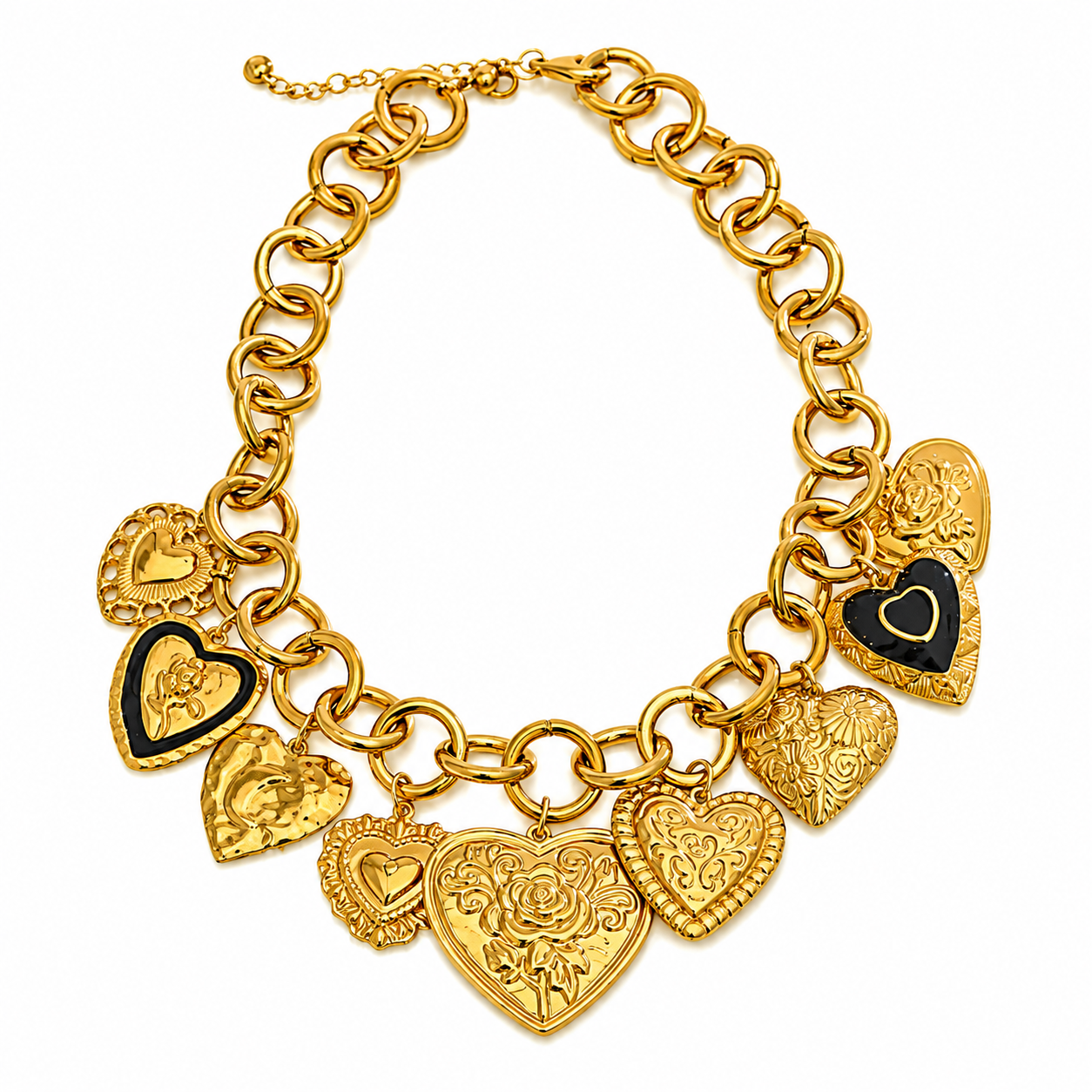 18K Gold Plated Heart Charm Necklace