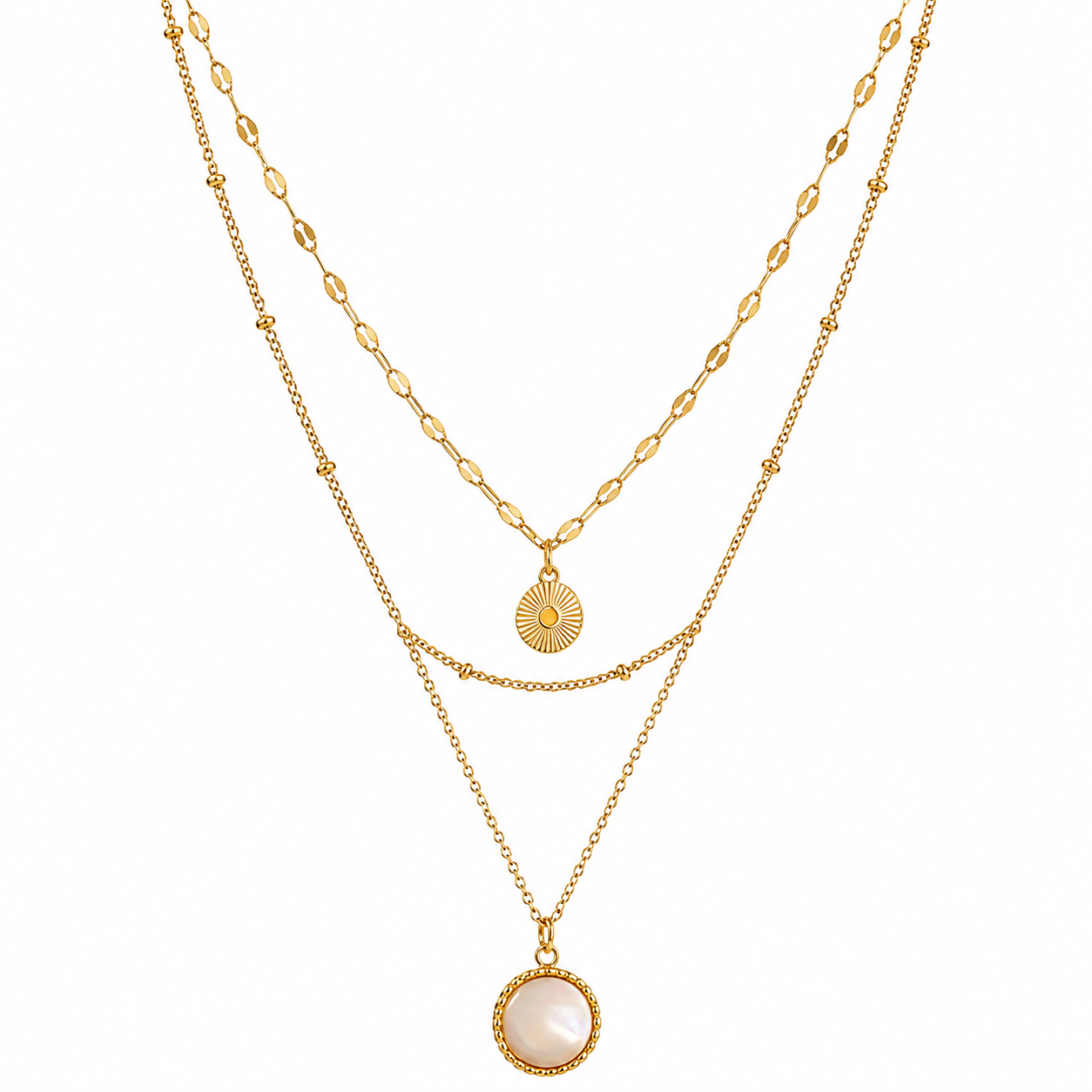 18K Gold Plated Layered Pearl Necklace