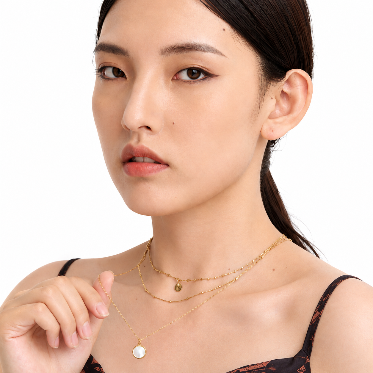 18K Gold Plated Layered Pearl Necklace