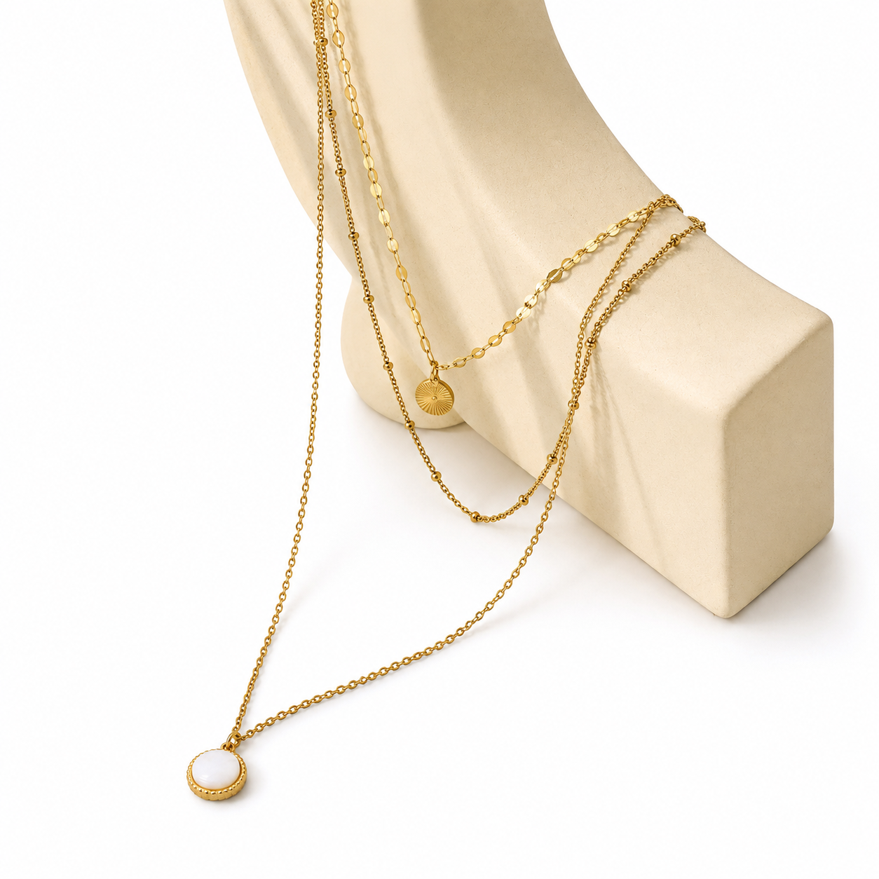 18K Gold Plated Layered Pearl Necklace