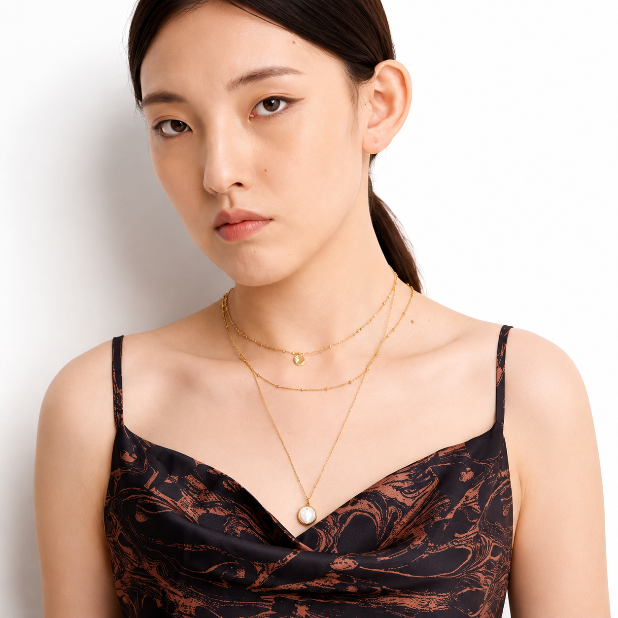 18K Gold Plated Layered Pearl Necklace