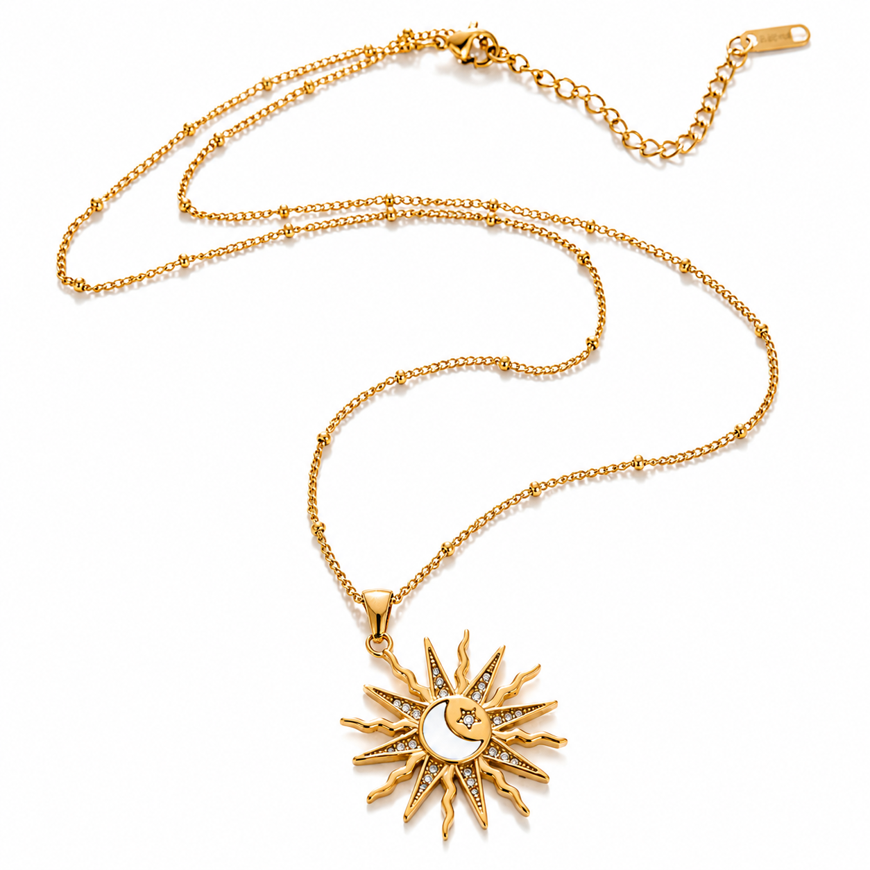 18K Gold Plated Sun & Moon Pendant Necklace