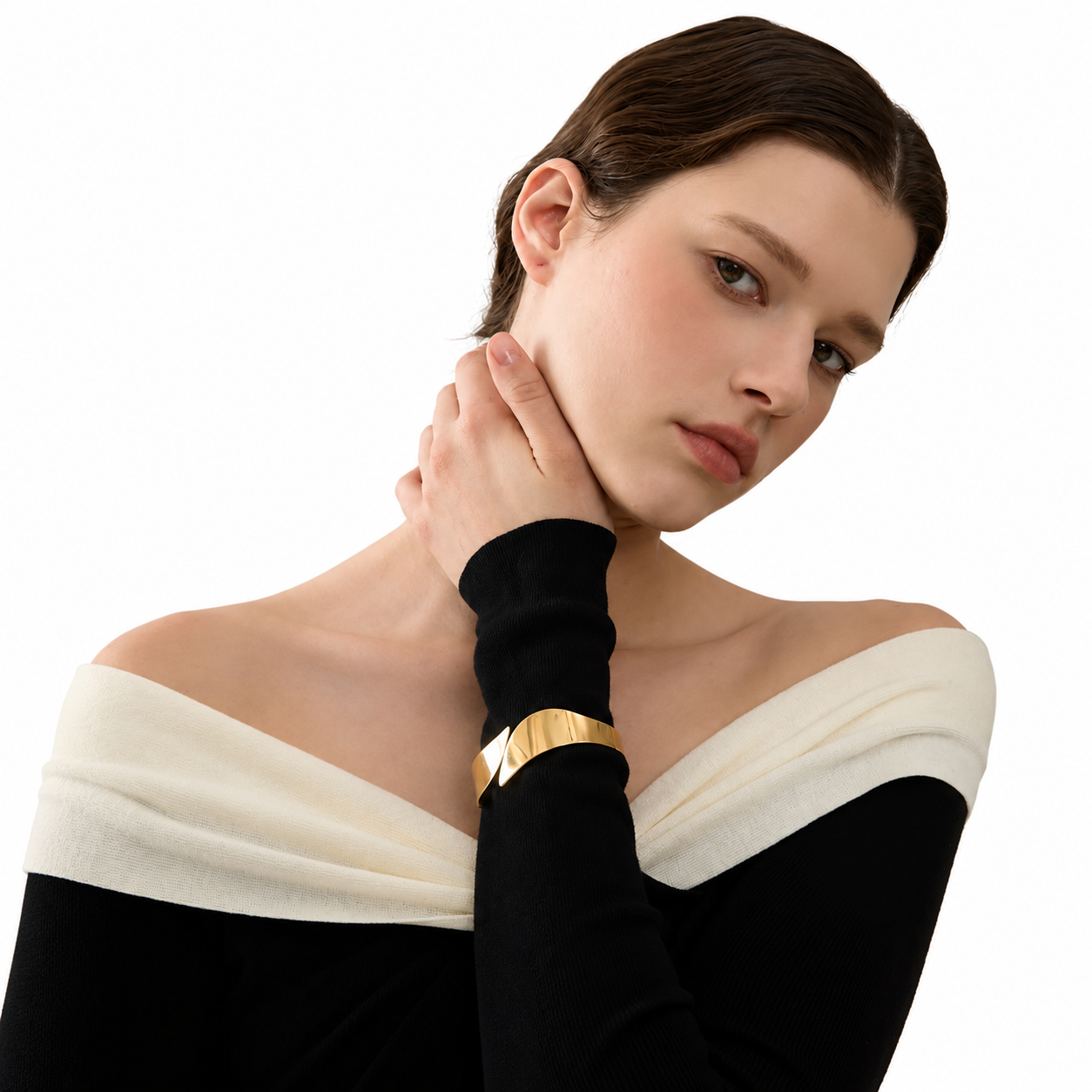 Plated Sculptural Cuff Bracelet