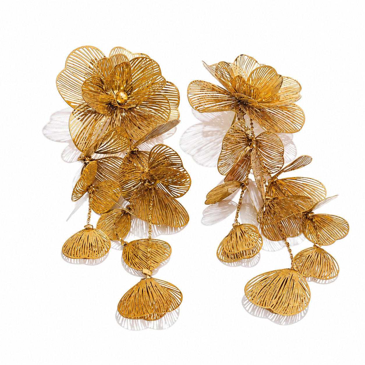 18K Gold Plated Floral Statement Earrings