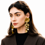 18K Gold Plated Floral Statement Earrings