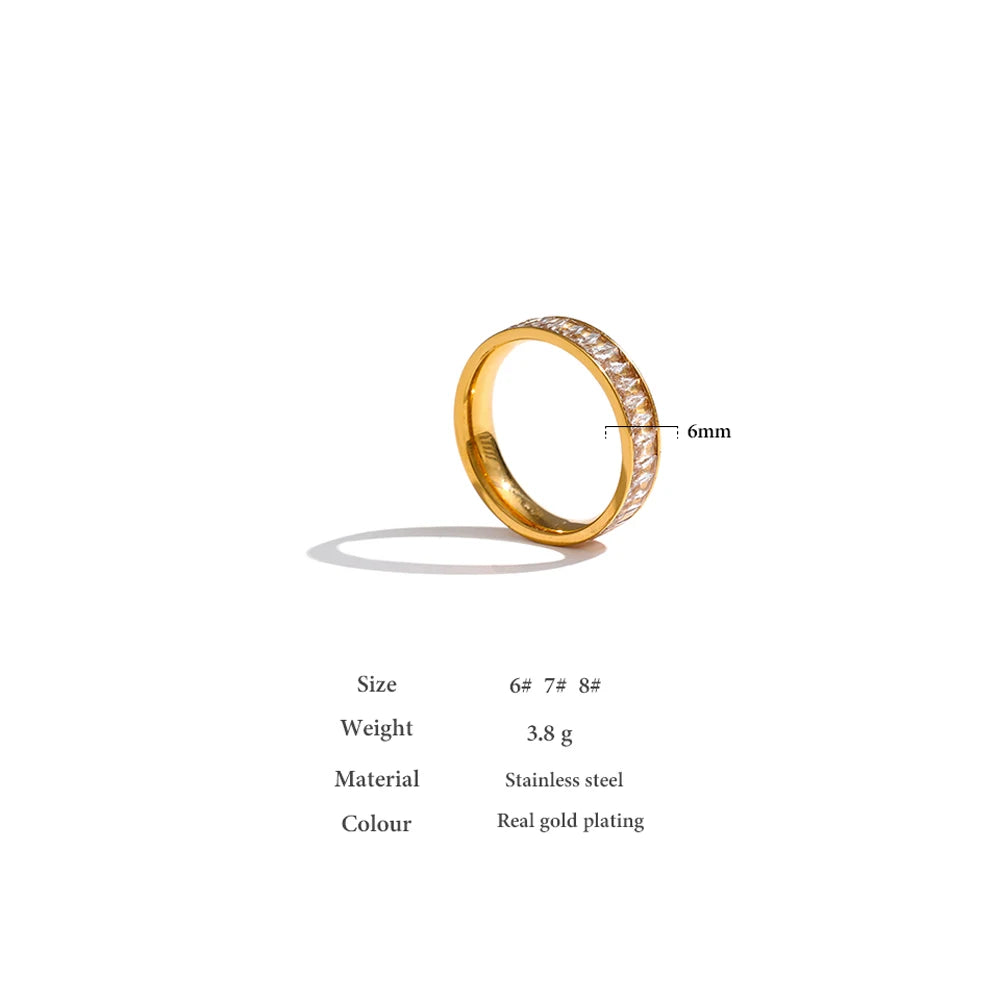 Yhpup Stainless Steel Cubic Zirconia Ring Fashion Jewelry Exquisite Wedding Engagement Finger Ring for Women Bijoux Femme Gift