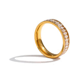 Yhpup Stainless Steel Cubic Zirconia Ring Fashion Jewelry Exquisite Wedding Engagement Finger Ring for Women Bijoux Femme Gift