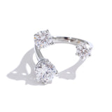 Yhpup Stainless Steel Shiny Cubic Zirconia Adjustable Ring 16K PVD Plated Trending Premium Jewelry for Women Gift