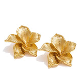 Yhpup 2025 Stainless Steel Metal Flower Stud Earrings Waterproof 18K PVD Plated Fashion Charm Statement Jewelry Accessories Gift