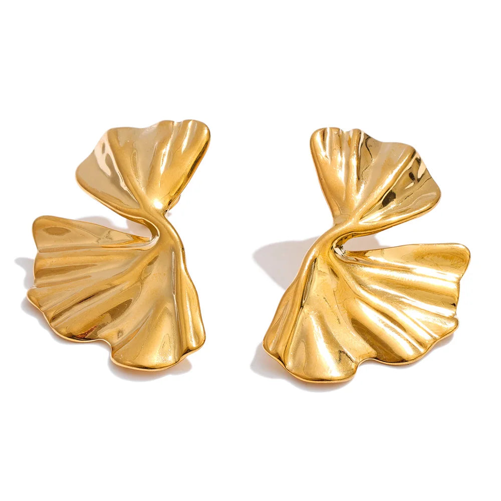 Yhpup Stainless Steel Metal Flower Stud Earrings for All Occasions Rust Proof PVD Plated Statement Popular Jewelry Wholesale