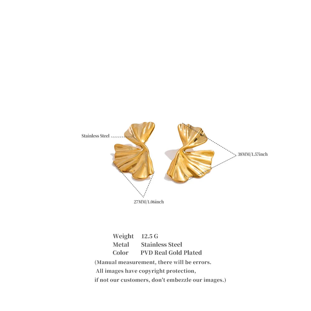 Yhpup Stainless Steel Metal Flower Stud Earrings for All Occasions Rust Proof PVD Plated Statement Popular Jewelry Wholesale