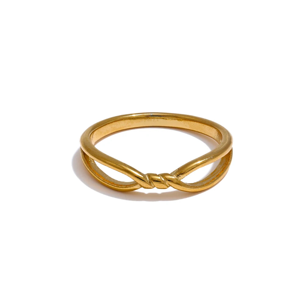 Yhpup Minimalist Stainless Steel Metal Geometric Thin Twist Fashion Ring for Women Water Resistant Chic Jewelry Wholesale