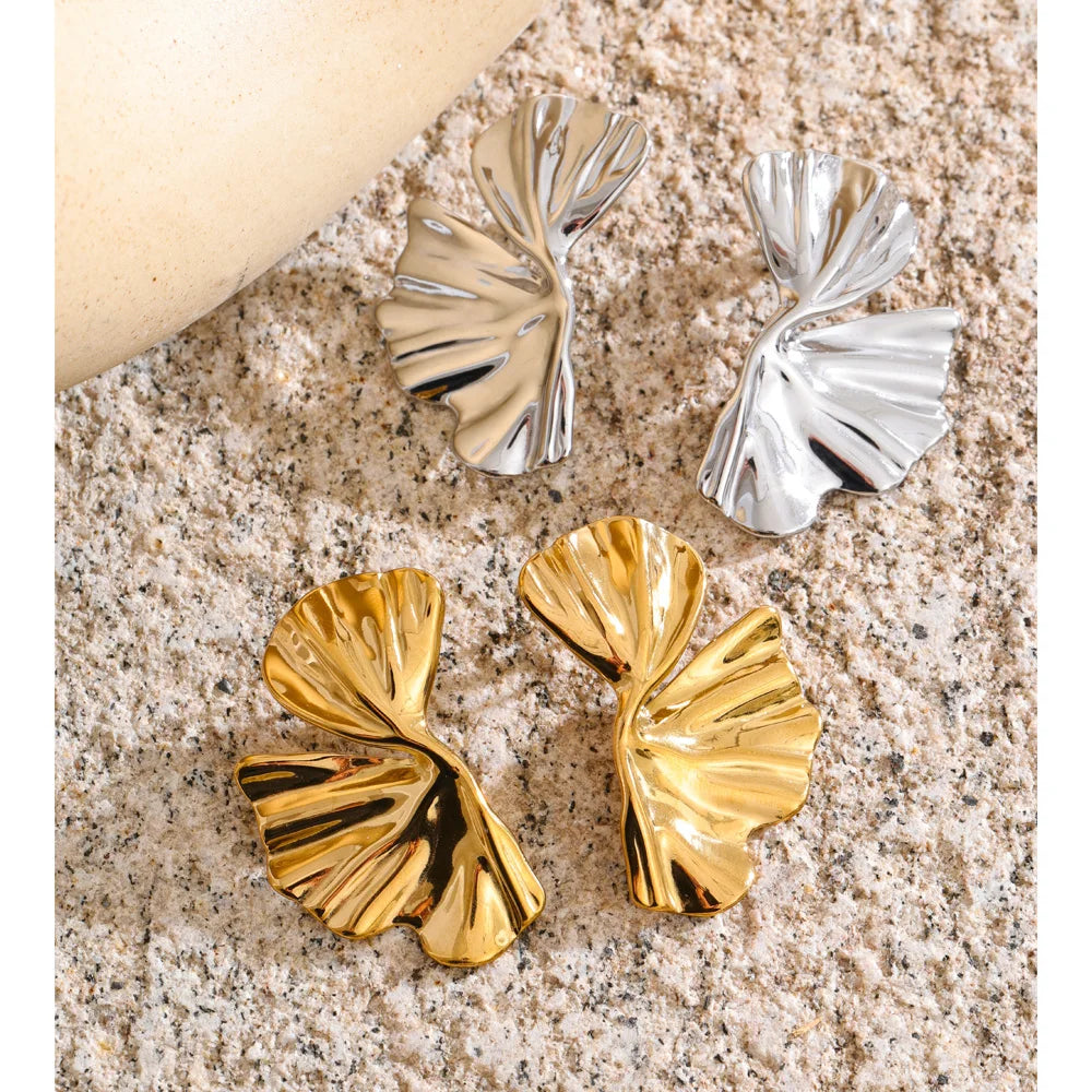 Yhpup Stainless Steel Metal Flower Stud Earrings for All Occasions Rust Proof PVD Plated Statement Popular Jewelry Wholesale
