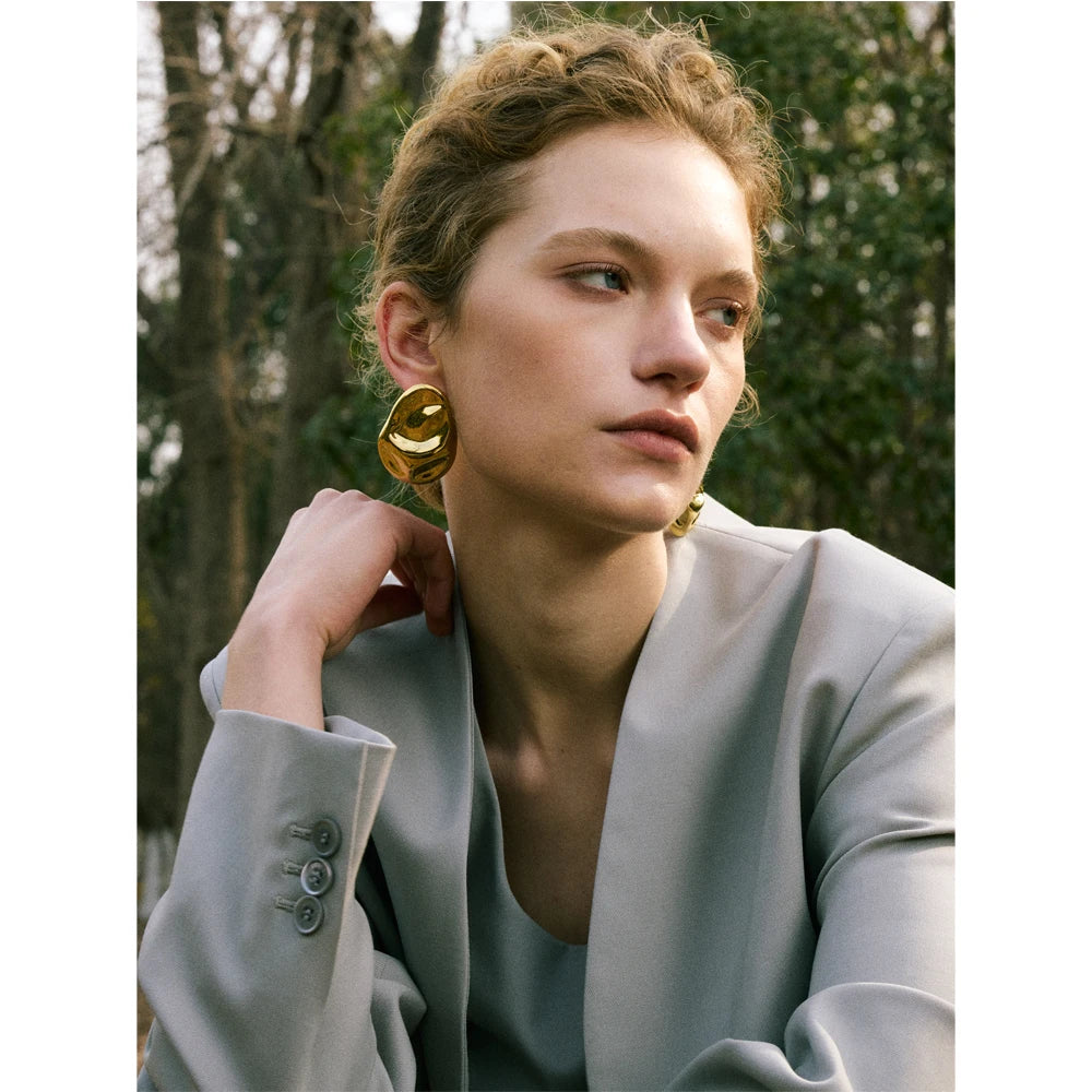 Yhpup 23g Hot Style Stainless Steel Metal Hammer Geometric Stud Earrings Water Resistant Texture Daily Unusual Jewelry