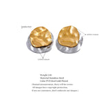 Yhpup Double Color Stainless Steel Metal Geometric Round Stud Earrings Women Daily Wear Jewelry Pendientes De Acero Inoxidable