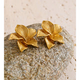 Yhpup 2025 Stainless Steel Metal Flower Stud Earrings Waterproof 18K PVD Plated Fashion Charm Statement Jewelry Accessories Gift
