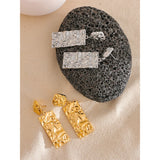 Yhpup Stainless Steel Metal Hammer Rectangle Dangle Drop  Earrings Prevent Allergy Stainless Steel Daily Jewelry Gift