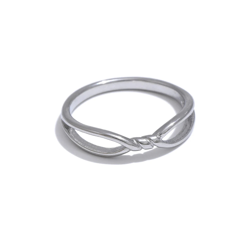 Yhpup Minimalist Stainless Steel Metal Geometric Thin Twist Fashion Ring for Women Water Resistant Chic Jewelry Wholesale