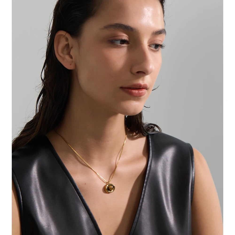 Yhpup Natural Tiger Stone Pendant Necklace High Quality PVD Plated Stainless Steel Collar Popular Jewelry Daily Hypoallergenic