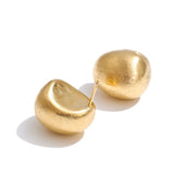 Yhpup Retro Wire Drawing Stainless Steel Water Drop Chunky Fat Stud Earrings Women Versatile Daily Minimalist Jewelry Waterproof