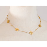 Yhpup Stainless Steel Flower Chain Fashion Necklace PVD Plated Golden Waterproof Polished High Quality Jewelry for Women