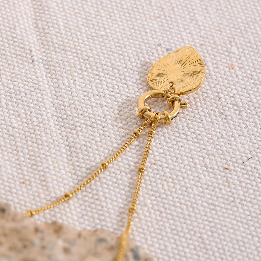 Yhpup Charm Vintage Metal Heart Pendant Stainless Steel Necklace Golden Chain Collar Fashion France Trendy Jewelry Bijoux Women