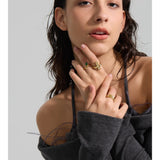 Yhpup Size 678 High Quality Stainless Steel Green CZ Zirconia Chic Korean Ring Fashion Exquisite Polished Smooth Finger Jewelry