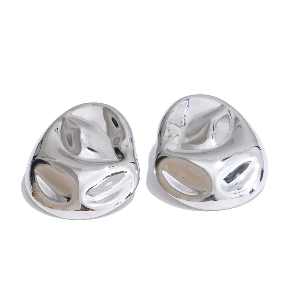 Yhpup 23g Hot Style Stainless Steel Metal Hammer Geometric Stud Earrings Water Resistant Texture Daily Unusual Jewelry