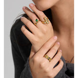 Yhpup Size 678 High Quality Stainless Steel Green CZ Zirconia Chic Korean Ring Fashion Exquisite Polished Smooth Finger Jewelry