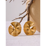 Yhpup Creative Stainless Steel Metal Flower Big Stud Earrings Fashion Attractive Statement Jewelry Women Personality Gift