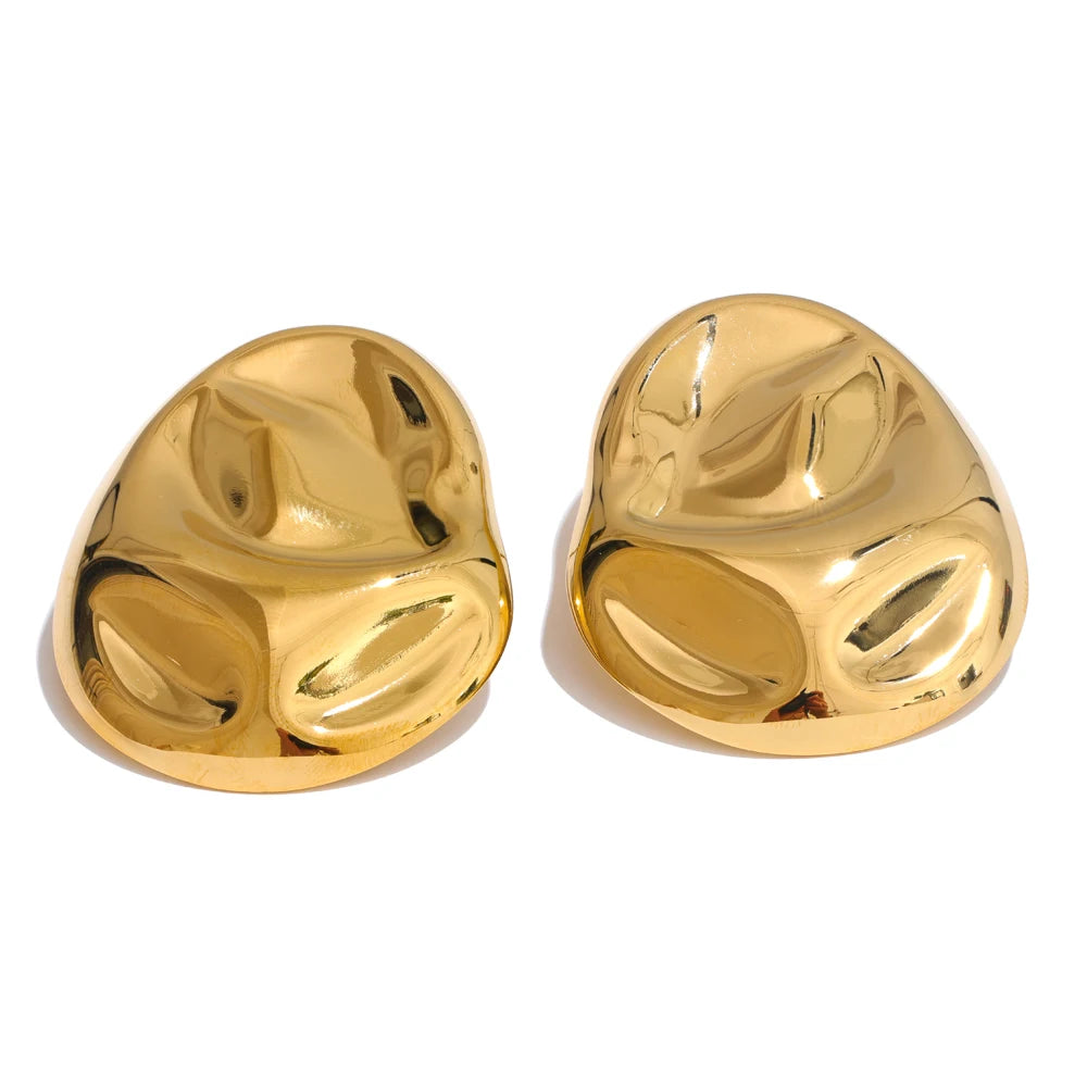Yhpup 23g Hot Style Stainless Steel Metal Hammer Geometric Stud Earrings Water Resistant Texture Daily Unusual Jewelry