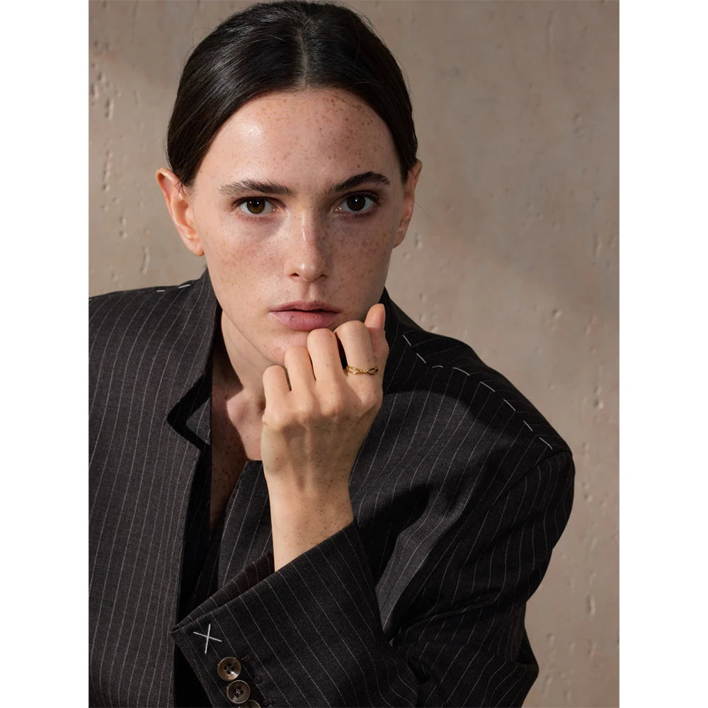 Yhpup Minimalist Stainless Steel Metal Geometric Thin Twist Fashion Ring for Women Water Resistant Chic Jewelry Wholesale