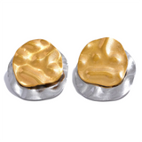 Yhpup Double Color Stainless Steel Metal Geometric Round Stud Earrings Women Daily Wear Jewelry Pendientes De Acero Inoxidable