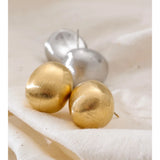 Yhpup Retro Wire Drawing Stainless Steel Water Drop Chunky Fat Stud Earrings Women Versatile Daily Minimalist Jewelry Waterproof