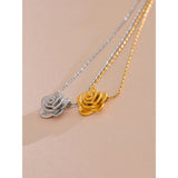 Yhpup Stainless Steel Stereoscopic Flower Pendant Necklace Waterproof 18K Plated Fashion High Quality Golden Jewelry Women