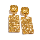 Yhpup Stainless Steel Metal Hammer Rectangle Dangle Drop  Earrings Prevent Allergy Stainless Steel Daily Jewelry Gift