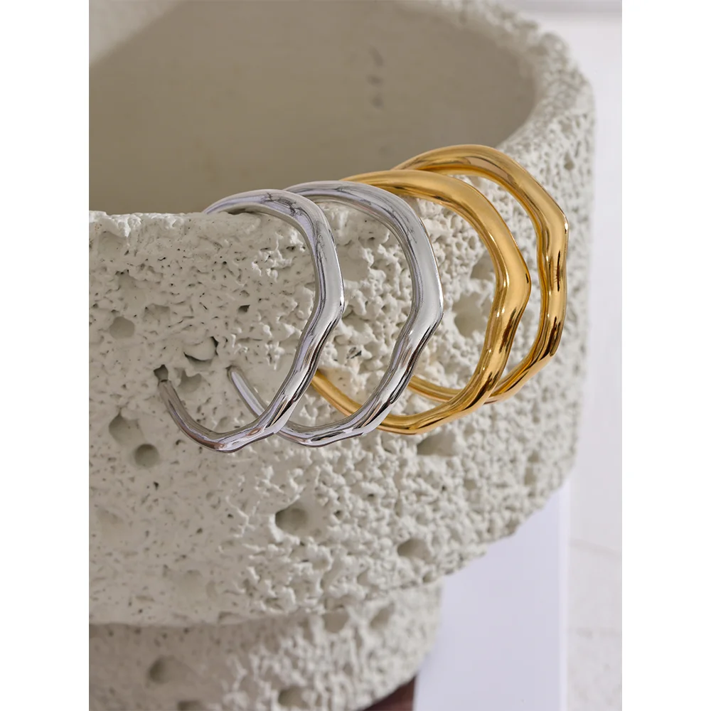 Yhpup Minimalist Stainless Steel Geometric Chic Earrings Waterproof Metal 18K Gold Plated Simple Daily High Quality Jewelry Gift