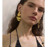 Yhpup Statement Stainless Steel Hammer Metal Geometric Drop Big Earrings 18K Gold PVD Plated Attractive Daily Jewelry 2025