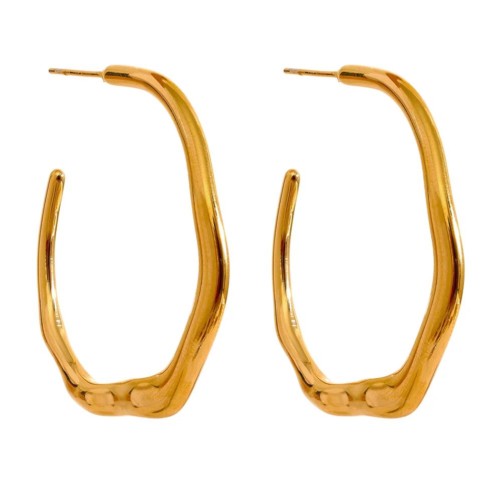 Yhpup Minimalist Stainless Steel Geometric Chic Earrings Waterproof Metal 18K Gold Plated Simple Daily High Quality Jewelry Gift