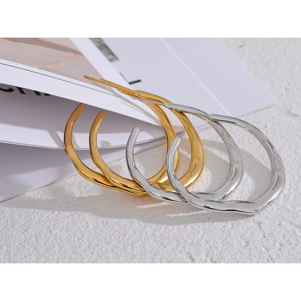 Yhpup Minimalist Stainless Steel Geometric Chic Earrings Waterproof Metal 18K Gold Plated Simple Daily High Quality Jewelry Gift