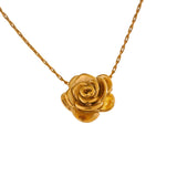 Yhpup Stainless Steel Stereoscopic Flower Pendant Necklace Waterproof 18K Plated Fashion High Quality Golden Jewelry Women