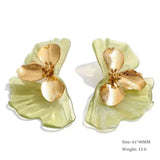 Yhpup Fashion Stainless Steel Leaves Flower Stud Earrings Bright Anti Allergy Waterproof Charm Texture High Quality Jewelry