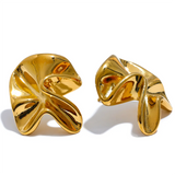 Yhpup 316l Stainless Steel Irregular Flower Stud Earrings Metal Fashion Waterproof Creative Modern Jewelry Women Bijoux Gift