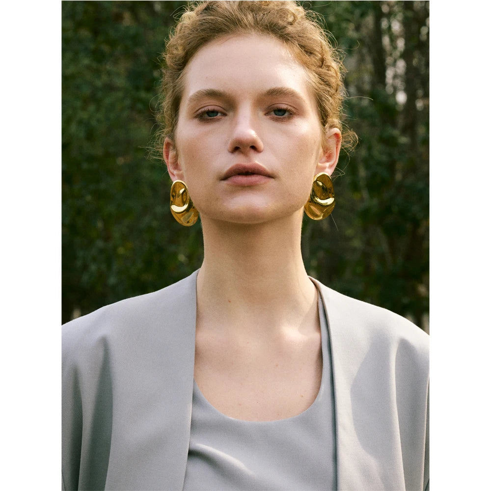 Yhpup 23g Hot Style Stainless Steel Metal Hammer Geometric Stud Earrings Water Resistant Texture Daily Unusual Jewelry
